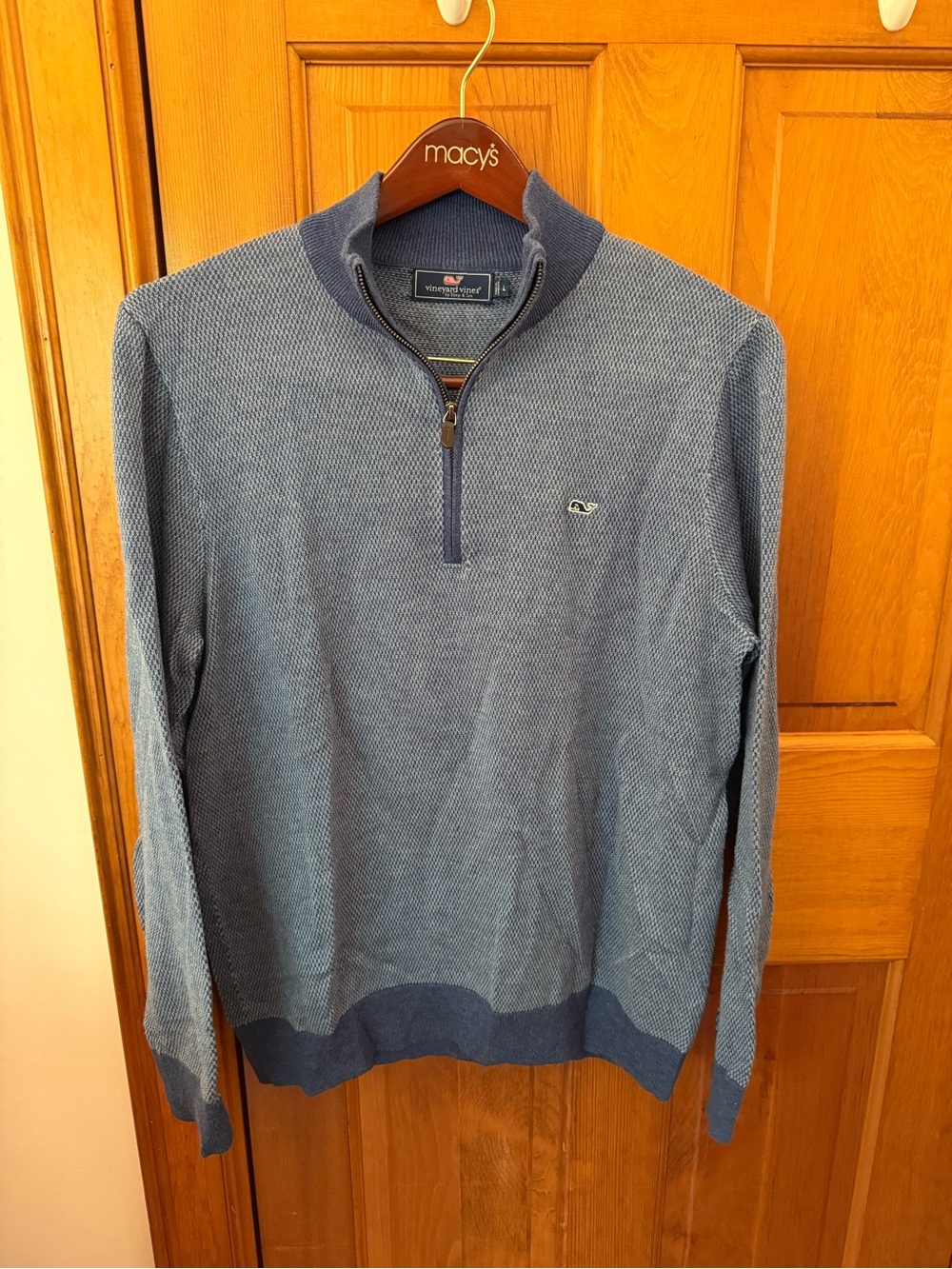 Vineyard Vines Men’s Light Blue/Navy Half-Zip Sweater